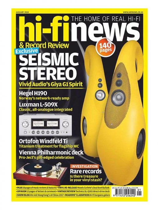 Vivid G1S on HiFiNews Cover Jan 2018